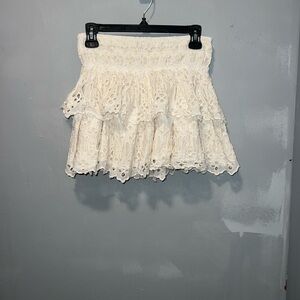 Free People Cream Lace Mini Skirt